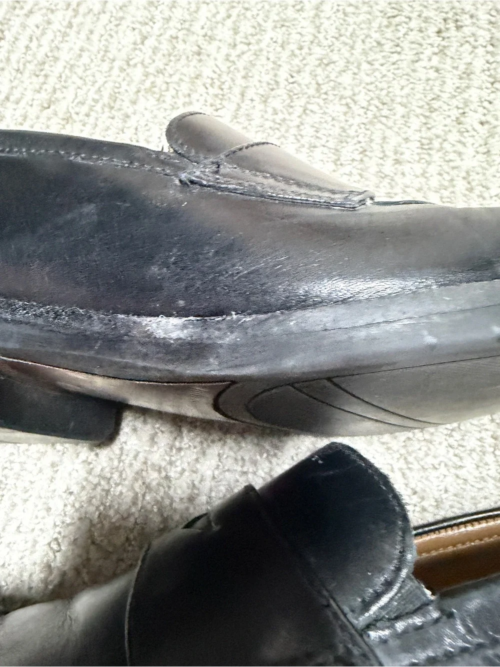 Johnston & Murphy Black Sheepskin Leather Penny Loafers Size 9.5M